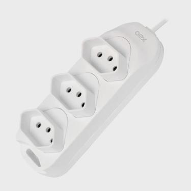 Imagem de Extensao 1,5 metros 3 tomadas triplas branca oex TM100