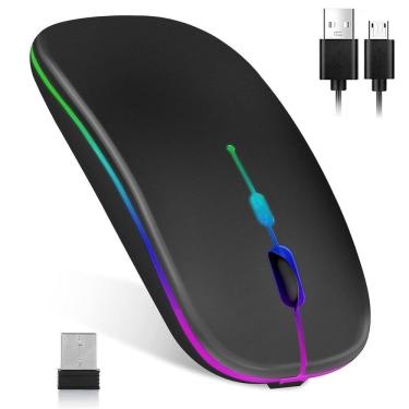 Imagem de Mouse Sem Fio Led Rgb Gamer Para Notebook Desktop Pc 2.4Ghz