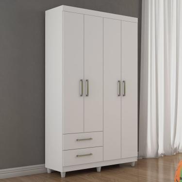 Imagem de Guarda Roupa Solteiro 4 Portas 2 Gavetas Canadá Conquista Móveis Branco