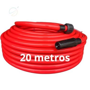 Imagem de Mangueira de Jardim Premium Silicone 20 Metros 1/2 Polegada parade 2mm com Esguicho Regulável Laranja que não dobra pode ficar exposta ao sol e usar na maquina Lavadoura domestica