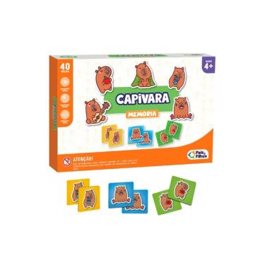 Imagem de Jogo da Memória Capivara 40 Peças Infantil Desenvolvimento Raciocínio Foco Pais e Filhos