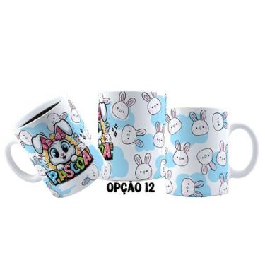 Imagem de Caneca 325ml Plástico Feliz Páscoa Fofa Coelhinhos Mimos - LARANJA E M