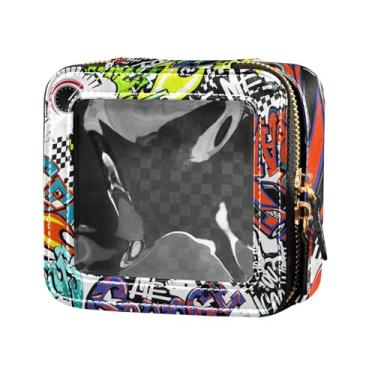 Imagem de Fitrendlovey Bolsa de cosméticos com zíper e design de claraboia, organizador portátil de couro PU para necessidades de viagem femininas, T5, one size