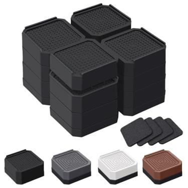 Imagem de ANNKUT Elevadores de móveis de cama resistentes, blocos de suporte retangulares ajustáveis para camas, mesas, sofás, cadeiras, elevadores para 1,5, 7 ou 10,9 cm, suporta até 1,814 kg (preto)
