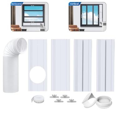 Imagem de Kit de ventilação portátil para janelas de ar condicionado, vedação de janela de ar condicionado com mangueira de exaustão de ar condicionado de 15 cm de diâmetro, kit de janela CA portátil