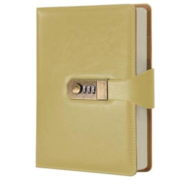 Imagem de LUMAI Caderno Diário com Cadeado e Senha A5 288 Páginas Capa Couro Sintético Pautado Agenda Privado Feminino Masculino Anotações Escola Trabalho Viagem Segredo Pensamentos (Amarelo)