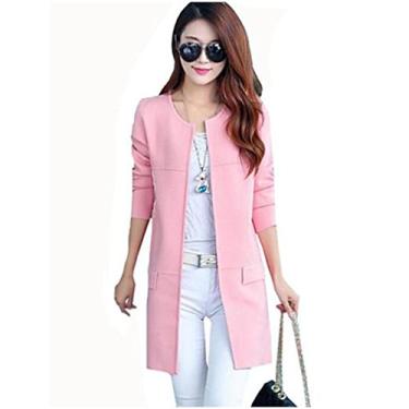 Imagem de Sandália Feminina Flat Moleca Plus Size Spring and Autumn Jacket Simple Street Fashion Round Neck Solid Pink reddobe-zyuburakkugureiorenziporiesuteru Long Sleeve Medium - orange