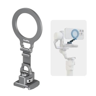 Imagem de SMALLRIG Suporte de telefone de metal com placa de base para Arca-Standard, compatível com DJI RS 4 Mini, suporte de smartphone com suporte de sapata fria, suporte de tripé de telefone para iPhone 17