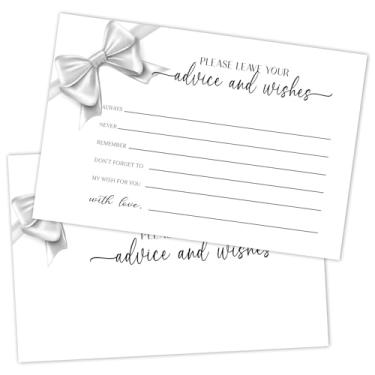 Imagem de WwongxianB Conjunto de 25 cartões de conselhos e desejos de arco prateado - Livro de visitas Palavras de Sabedoria para recém-casados chá de panela casamento aposentadoria Grad Fill in Style Convites