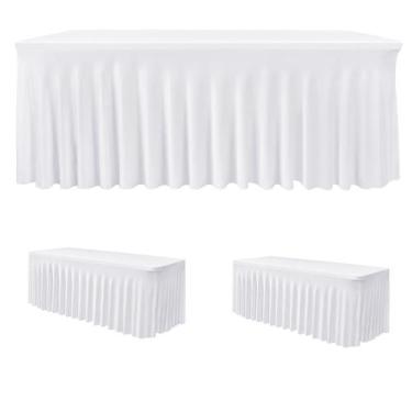 Imagem de Capas de mesa HolidayIdeas White Spandex, 6 pés, pacote com 2