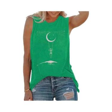 Imagem de Camiseta Feminina Soltinha Sem Mangas - Gola Redonda com Estampa Engra