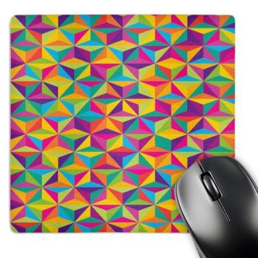Imagem de 3dRose Mouse pad LLC 20,3 x 20,3 cm x 0,65 cm, cubos de ilusão geométrica, cores arco-íris, estampa abstrata e funky (mp_116478_1)