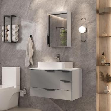 Imagem de Conjunto Gabinete Banheiro YARIS 80cm LUXO com Cuba Gigante - MOVEIS J