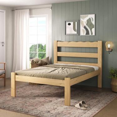 Imagem de Cama De Casal Madeira Maciça Para Colchão 128/138x188cm Multimóveis CR35255 - Natural