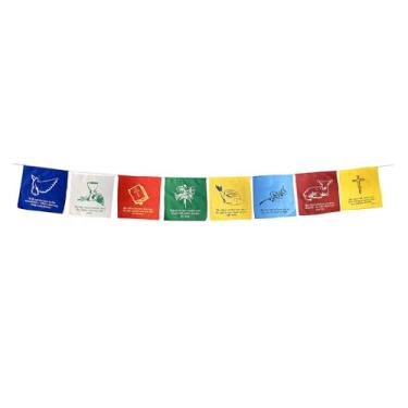 Imagem de Bandeira Cristã Decoração Igreja Bíblia Salmo 121 Fé Banner Adoração Bandeiras de Oração para Parede de Berçário Quadro de Avisos Decoração de Jardim por Mandala Crafts