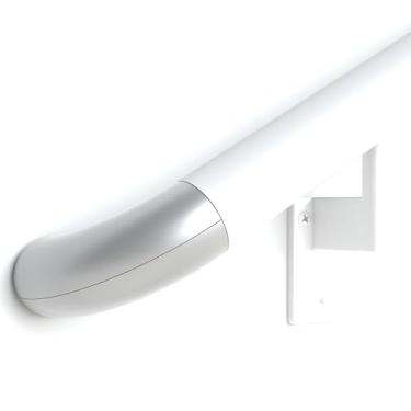 Imagem de Promenaid Kit de retorno de parede ADA - acabamento prateado - dobra de 90° substitui a tampa de extremidade nivelada - Zinco fundido sólido - Interno/externo - Instalação fácil e sem perfuração