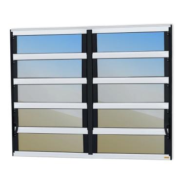 Imagem de Janela De Aluminio Basculante 2 Seções Elite Vidro Reflex 100cm X 240cm Brimak Mix Preto