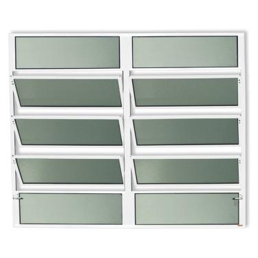 Imagem de Janela De Aluminio Basculante 2 Seções Plus Vidro Boreal 100cm X 200cm Brimak Branco