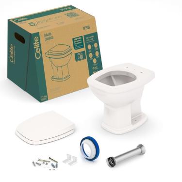Imagem de Kit Vaso Sanitário Convencional Com Assento Queda Amortecida Fit Plus Celite Pergamon