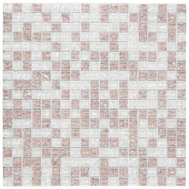 Imagem de Pastilha De Vidro Galliano Glass Mosaic 30cmx30cm (placas) Branco/rosa