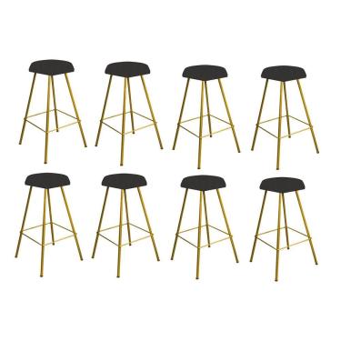 Imagem de Kit 08 Banqueta Alta Lari Eiffel Hexágono Bancada Bar Bistrô Ferro Dourado Corino Cinza