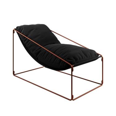 Imagem de Espreguiçadeira Industrial Arpoador Com Almofada Cobre E Preto - Cor: Preto