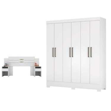Imagem de Conjunto Cabeceira E Guarda Roupa Casal Virgina Branco