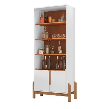 Imagem de Cristaleira Retrô Cherie Branco Cedro