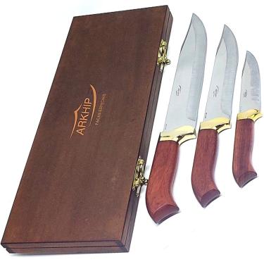 Imagem de Kit Churrasco E Cozinha Arkhip Trichu 10'' 8'' 5'' Cabo Madeira Caixa