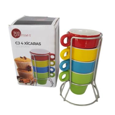 Imagem de Conjunto Xícaras Com Suporte Cj. 4pçs.