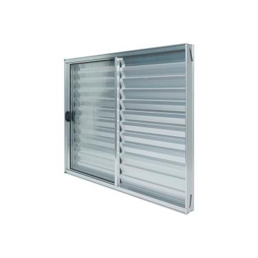 Imagem de Janela Alumínio Veneziana 3 Folhas 120x120cm Natural Brilhante Plus Lux Esquadrias Branco