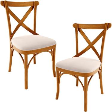 Imagem de Kit 02 Cadeiras Para Sala De Jantar E Estar Living Estofada ávila L02 Suede Bege - Lyam
