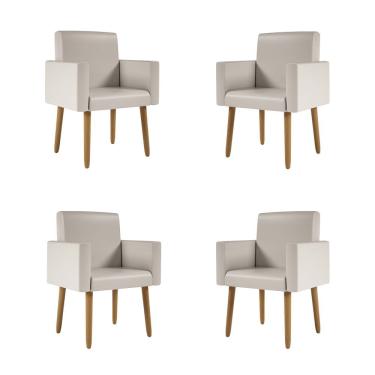 Imagem de Kit 4 Poltronas Nina Decorativa Recepção Sala Oferta Courino Cor:courino Bege