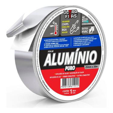 Imagem de Fita Adesiva Aluminio Puro 25mm X 30 Metros