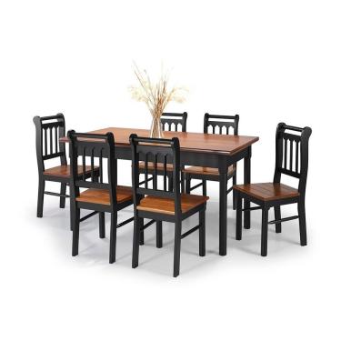 Imagem de Conjunto Sala De Jantar E Cozinha Com 6 Cadeiras Madeira Maciça Preto