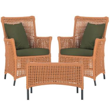 Imagem de 2 Poltronas E 1 Mesa Igapó Alumínio Preta Corda Náutica E13 Terra Cota