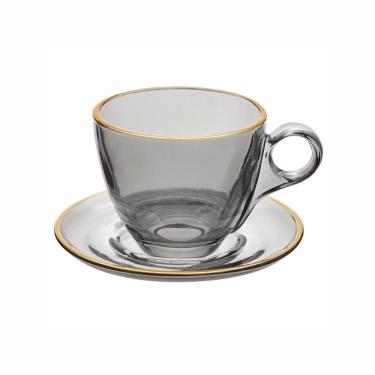 Imagem de Conjunto De Xícaras Para Chá Com Pires Em Cristal Menfis Com 8 Peças 170ml Haüskraft Onix