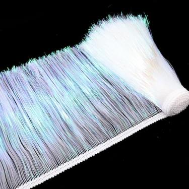 Imagem de Franja de alumínio de 20 cm de largura guarnição de franja de tinsel 4,8 metros guirlanda brilhante para fantasias, vestidos, cenário de cabine de fotos, decoração de festa (branco AIETSYEI