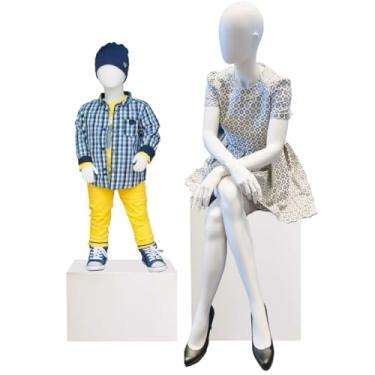 Imagem de Kit 2 Cubos Tablado Expositor Para Lojas Vitrine Base Para fotos MDF Branco