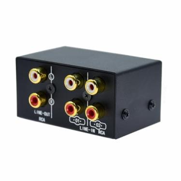 Imagem de Arklove 2 Entradas 4 Saídas Ou Seletor De Som Áudio Rca Fêmea Estéreo Canal Divisor Caixa Comutação Sem Ruído Alimentação Externa