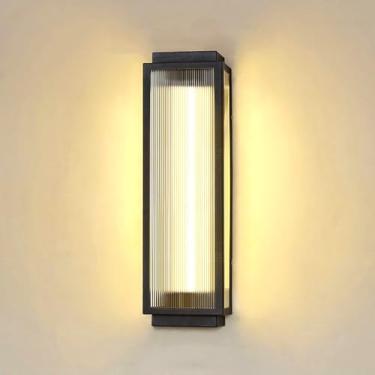 Imagem de JHOTEC Luminárias De Parede Para Áreas Externas, Arandelas Parede, Lanternas Externas À Prova D'Água, Varanda, Iluminação Montada, Construídas Em Aço Inoxidável, Lâmpadas Modernas Pretas Foscas (Elé