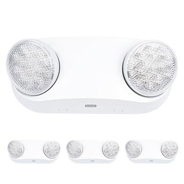 Imagem de GRUENLICH Luz De Emergência Led Com Bateria Reserva, 2 Luzes Cabeça Ajustáveis Tipo Olho Inseto, Padrão Americano, Ca 120-277 V, Saída Comercial Fiação Para Empresas, Pacote 4