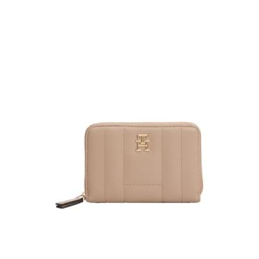 Imagem de Tommy Hilfiger Carteira feminina com zíper, Coastal Taupe OS, multicor, One Size, Carteira com zíper médio com bolsa de moedas e compartimentos para cartão