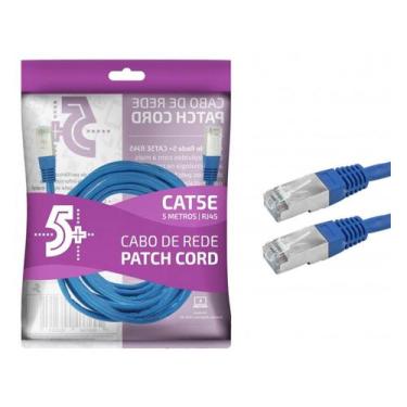 Imagem de Cabo De Rede Patch Cord Cat5E Ftp Blindado 5 Metros Azul - CHIPSCE