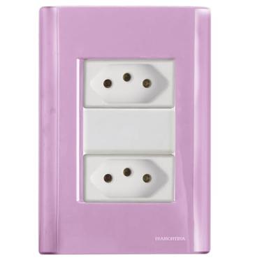 Imagem de Cj Duas Tomadas Dupla 10A Giz Rosa Completo pronto
