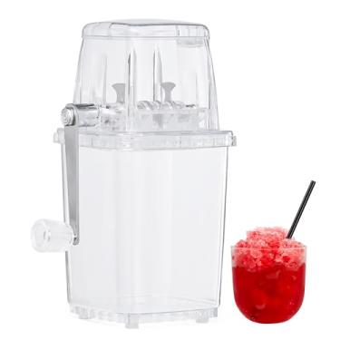 Imagem de Máquina de gelo raspado de 0,9 kg - Máquina manual de cone de neve para uso doméstico - Design transparente - Triturador de gelo - Dispensador resistente com lâminas de aço - ideal para gelo raspado,