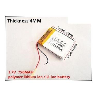 Imagem de Bateria 3,7v 750mah  4mm X 34mm X 43mm - - bgb