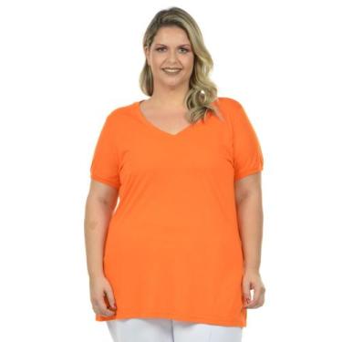 Imagem de Blusa plus size malha fria z - Fenomenal, Laranja, 48
