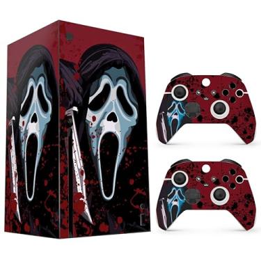 Imagem de Skin for Xbox Series X Cover Sticker - Horror Face Xbox Series X Skin - 2 capas de controle e capa de console - sem bolhas, proteção total, impermeável, removível