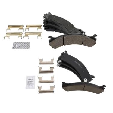 Imagem de TRQ Pastilhas de freio de cerâmica compatíveis com Chevrolet Silverado 3500 2007 Silverado 3500 2007 Silverado 3500 Classic 2007-2010 Silverado 3500 HD GMC Sierra 3500 Sierra 3500 Classic Sierra 3500